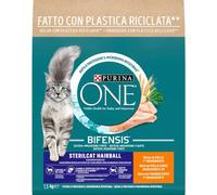 PURINA ONE Bifensis Comida Pienso para gato Esterilizado Pelaje y Bolas de Pelo con Pollo, 6 bolsas de 1,5kg