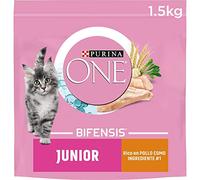 Purina ONE Bifensis Comida Pienso para gato Junior, bebe o gatito con Pollo y Cereales, 6 bolsas de 1,5kg