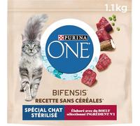 PURINA ONE Bifensis Sin Cereales | Croquetas de Carne para Gatos Adultos | Bolsa de 1,1 kg