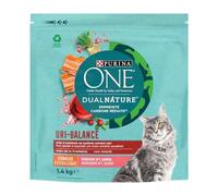 Purina ONE Dual Nature Comida Pienso para Gato Esterilizado con arándano y Salmón, 6 Bolsas de 1,4kg