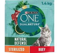 Purina ONE Dual Nature Comida Pienso para Gato Esterilizado con Spirulina y Buey, 6 Bolsas de 1,4 kg
