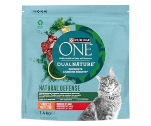 Purina ONE Dual Nature Comida Pienso para Gato Esterilizado con Spirulina y Buey, 6 Bolsas de 1,4kg