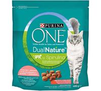 Purina ONE Dual Nature Katzenfutter Esterilisiert, Reich an Lachs mit natürlicher espirulina, 400 g