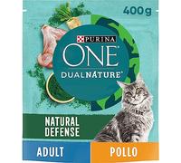 Purina ONE Dualnature Natural Defense - Pienso para Gatos Adultos con Pollo y espirulina Natural, 8 Bolsas de 400 g