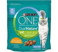 PURINA ONE Dualnature - Pienso para Gatos Adultos, Rico en Pollo y con espirulina Natural, Saco de 400 g