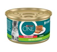 Purina One Gato Esterilizado Terrine de Pavo y Espinacas Latas 12 x 85 gr