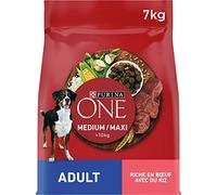 PURINA ONE Medium/Maxi >10 kg | Adulto | Croquetas ricas en Carne para Perros Adultos | Bolsa de 7 kg