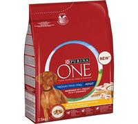 PURINA ONE Medium Maxi Croquetas para Perros Adultos con Pollo y arroz, 4 Bolsas de 2,5 kg