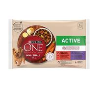 Purina ONE Mini <10kg Comida húmeda para Perro pequeño Activo con Buey y Pato, 4 Sobres de 85g