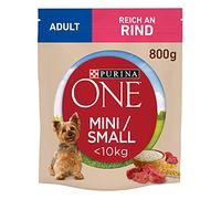 PURINA ONE Mini/S Adult Comida Seca para Perros pequeños, Rica en Carne de Vacuno y arroz, 8 Unidades (8 x 800 g)