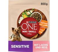 PURINA ONE Mini/S Delicate Comida Seca para Perros pequeños, Rica en salmón y arroz, 8 Unidades (8 x 800 g)