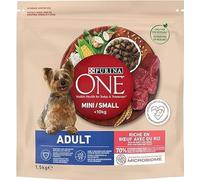 PURINA ONE alimento para perros mini rico en buey con arroz bolsa 1.5 Kg