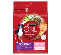 PURINA ONE Sensitive Medium/Maxi Pienso para perros adultos rico en salmón con arroz 2,5 kg