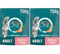 PURINA ONE Sucha Karma dla dorosłych kotów Bogata w łososia 6x750g (Paquete de 2)