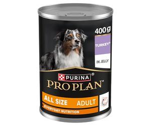 PURINA Pro Piano Perro Adulto | Alimento completo húmedo en gelatina para perros adultos | Ayuda a mantener un pelaje brillante y una piel sana, ingrediente # 1: pavo | Caja | 400 g