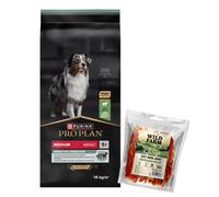 Purina Pro Plan Adultos Medianos Digestión Sensible Cordero 14kg + golosina para perros 500g