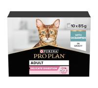 Purina Pro Plan Comida Húmeda para Gato Adulto con digestión sensible Pack surtido, 4 packs de 10 sobres de 85g