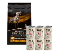 PURINA Pro Plan Veterinary Diets NF Renal Function 12kg & WILD FARM Paté de cordero 6x400g alimento sin gluten para perros