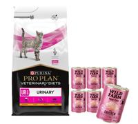 PURINA Pro Plan Veterinary Diets UR Urinary Cat 5kg & WILD FARM Paté de Pollo 6x400g - comida sin gluten para gatos