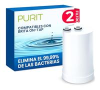 PURIT Filtros compatibles Brita On Tap (600 l/4 meses) Cartucho para Brita V-MF Reduce: cloro, PFAS, 99,99% de bacterias (2 unidades)
