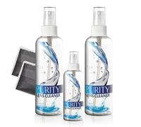 Purity - Kit de limpieza de lentes para gafas, 2 botellas de 8 onzas y 1 botella de spray limpiador de lentes de 2 onzas + 2 paños de limpieza de microfibra, seguro para todas las lentes