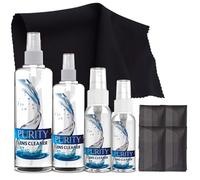 Purity - Paquete familiar de limpiador de lentes - Kit de limpiador de lentes de varios tamaños - 1 oz, 1 x 2 oz, 1 x 4 oz, 1 x 8 onzas + 4 paños de microfibra de alta calidad, seguro para todas las