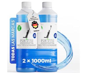 PURIVITA® Detergente Suelos Aspirador Seco-Húmedo - Frescura, 2x1L | Sin marcas, secado rápido, poca espuma y sin aclarado - para aspiradores seco-húmedo y suelos duros resistentes al agua