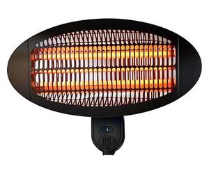 PURLINE | Calefactor halógeno Heaty EX2000 RC - Calentador Halógeno Exterior/Interior 2000 W con Potencias Ajustables y Cabeza Oscilante, Protección IPX4, Diseño para Pared o Suelo