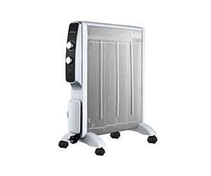 PURLINE | Radiador Eléctrico de Mica de Bajo Consumo (2000W) en Blanco con Termostato - Radiador Eléctrico Protección y Ruedas