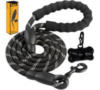 Purlov Correa para Perro con asa Acolchada y Cuerda Reflectante Suave (3 m, Incluye Bolsas para excrementos)