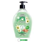 PURO AMORE - Jabón líquido Crema di Sapone (8 unidades, con almizcle blanco y madera de sándalo, piel suave, lisa y aterciopelada, 750 ml, incluye llavero Beni Culinari gratuito)