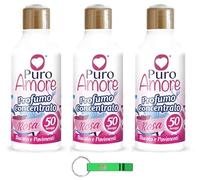 Puro Amore Profumo Concentrato Rosa Bucato e Pavimenti - Perfume concentrado rosa para ropa y suelos, 50 lavados de 250 ml + llavero Beni Culinari gratuito
