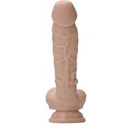 Puro Dildo de silicona de dos capas, suave por fuera y firme dentro del pene con ventosa fuerte Real réplica del pene de Dong, 20 cm de largo Ø4 cm,Flesh