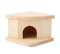 Purokise Cama de Madera para hámster, cabaña cálida para Animales pequeños para hámsteres, jerbos, Chinchillas, Ardillas, Material de Madera Duradero no dañino, 10 × 10 × 8 cm