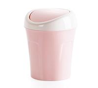 Purokise Desktop Trash Can Small Mini Plastic Table Garbage Bin with Swing Lid for Living Room Coffee Table Office Desk Home Use Durable Easy to Clean Space Saving Design (Pink)