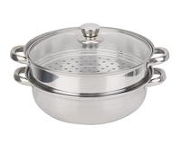 Purokise Less Steel Steamer Pot 2 Layer Steamer Pot Professional Grade Double Boiler Soup Steaming with Glass Lid for Home Kitchen Cooking Food Grade Less Steel 27cm 11 In