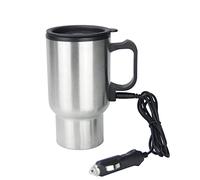 Purokise Taza Calefactora Coche 12V, Termo Eléctrico Viaje Acero Inoxidable 450ml Calentador Café Portátil para Vehículo Conexión Encendedor Mantiene Calor