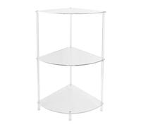 Purokise Three Tier Corner Shelving Unit, Acrylic Triangle Side Table, Compact Corner Bookshelf, Display Stand, Ideal for Living Rooms, Bedrooms, and Bathrooms
