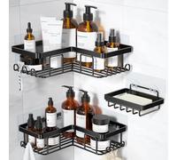 Purova Estanteria Baño, 3 Piezas Organizador de Baño Sin Taladro, Rinconera Ducha Sin Taladro, Estante de Ducha con Soporte para Jabón, Champú y Gel de Ducha