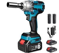 Purova Llave de impacto con batería de 550 N.m, 21V Pistola de Impacto Bateria, Llave Impacto de 1/2" Cuadrada, Taladro de Impacto Eléctrico, para Reparación de Automóviles (con 2 Batería de 3,0 Ah)