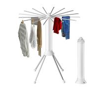 Purova Tendedero Extensible, Octopus Tendedero Radial con Barras de Aluminio, Portátil Soporte para Tender Ropa Ahorre Espacio, para Interiores y Exteriores Balcon (Blanco-Single)
