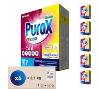 PUROX COLOR Detergente en Polvo (7 Lavados x 6) para ropa de color, caja de 490 g, pack de 6
