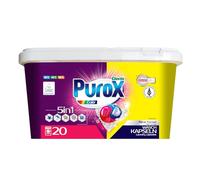 PUROX COLOR Detergente Lavadora Cápsulas (20 Lavados) - para ropa de color, elimina manchas, protege colores, totalmente enjuagable, ecológico, Caja