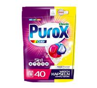 PUROX COLOR Detergente Líquido en Cápsulas (40 Lavados), Cápsulas de 2 compartimentos para el lavado de ropa de color, Detergente doypack