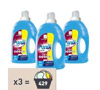 PUROX COLOR Detergente Lavadora Líquido Gel (143 Lavados x3) - para ropa de color, elimina manchas, totalmente enjuagable, ecológico, protección antical, 4,3 L Multipack 3 Unidades