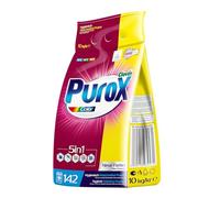 PUROX COLOR Detergente Lavadora Polvo en bolsa (142 Lavados) - para tejidos de color, elimina manchas, ecológico, protege contra la cal, 10 kg