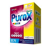 PUROX COLOR Detergente Lavadora Polvo en caja (71 Lavados) - para tejidos de color, elimina manchas, ecológico, protege contra la cal, 5 kg