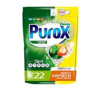 PUROX UNIVERSAL Detergente Lavadora Cápsulas (22 Lavados) - para todo tipo de tejidos, elimina manchas, protege colores, totalmente enjuagable, ecológico, Doypack