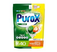 PUROX UNIVERSAL Detergente Líquido en Cápsulas (40 Lavados), Cápsulas de 2 compartimentos para el lavado de ropa blanca y de color, Detergente doypack