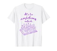 Purple Book Lover Flowers Es Demasiado no ficción afuera Camiseta